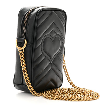 Gucci Calfskin Matelasse Mini GG Marmont Crossbody Bag Black 3 of 10