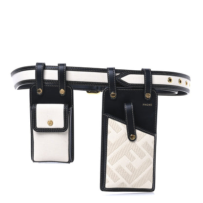 Fendi Calfskin Canvas Multi Accessory Belt Beige Black 1 of 9