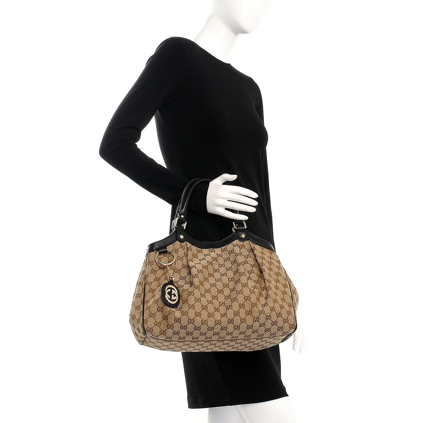 Monogram Medium Sukey Tote Beige Ebony Black
