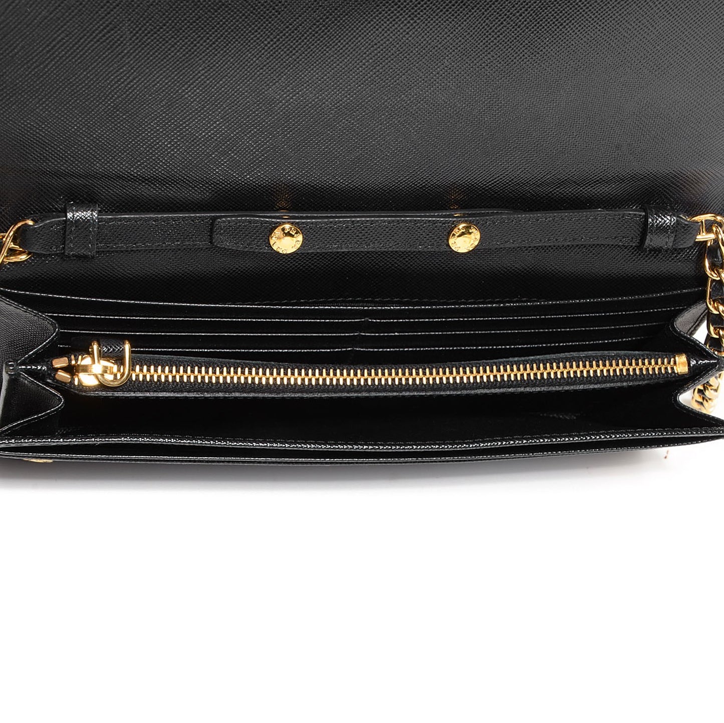 Saffiano Metal Oro Chain Wallet Nero Black