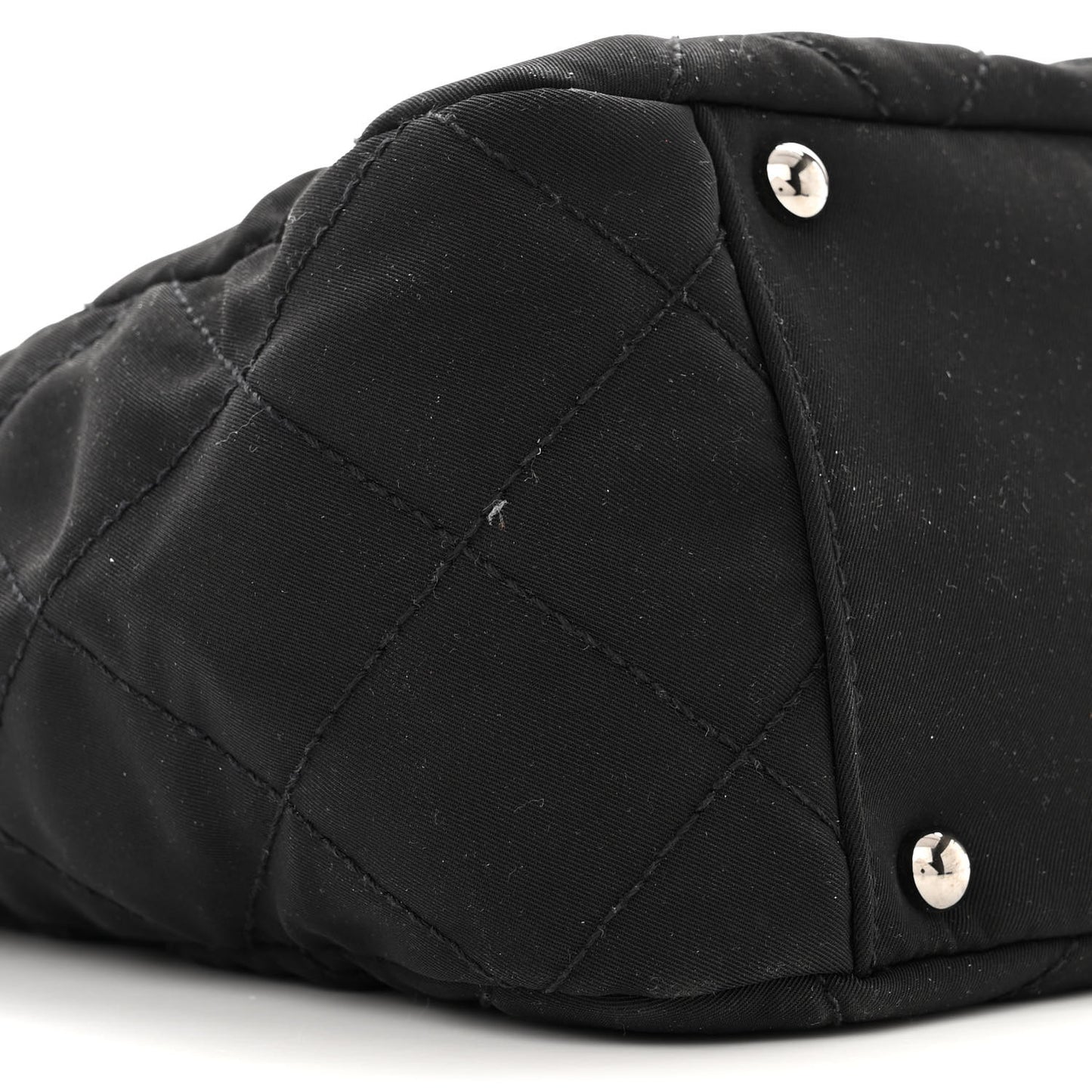 Lambskin Nylon Quilted Mademoiselle Shoulder Bag Black