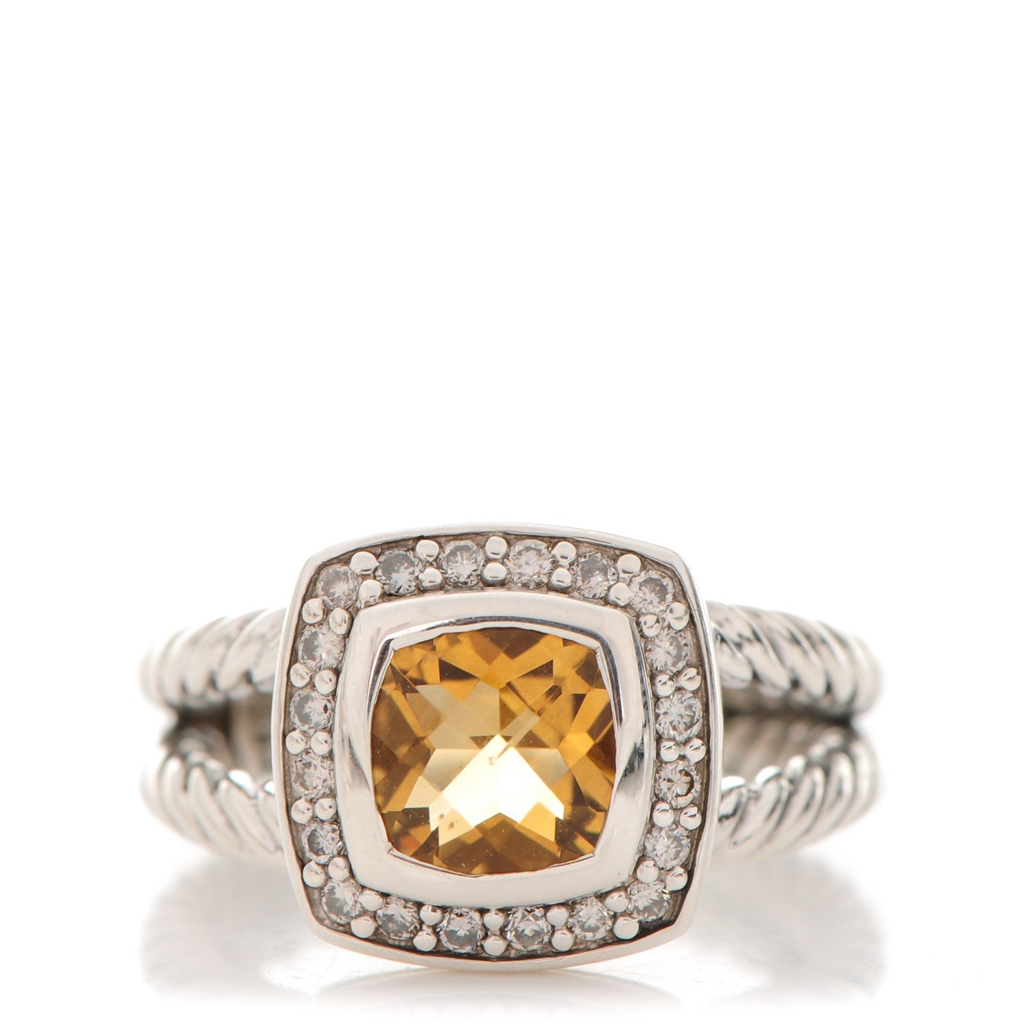David Yurman Sterling Silver Diamond Citrine 7mm Petite Albion Ring 50 5.5 1 of 4