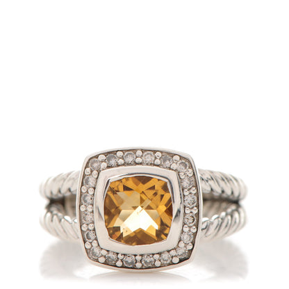 David Yurman Sterling Silver Diamond Citrine 7mm Petite Albion Ring 50 5.5 1 of 4