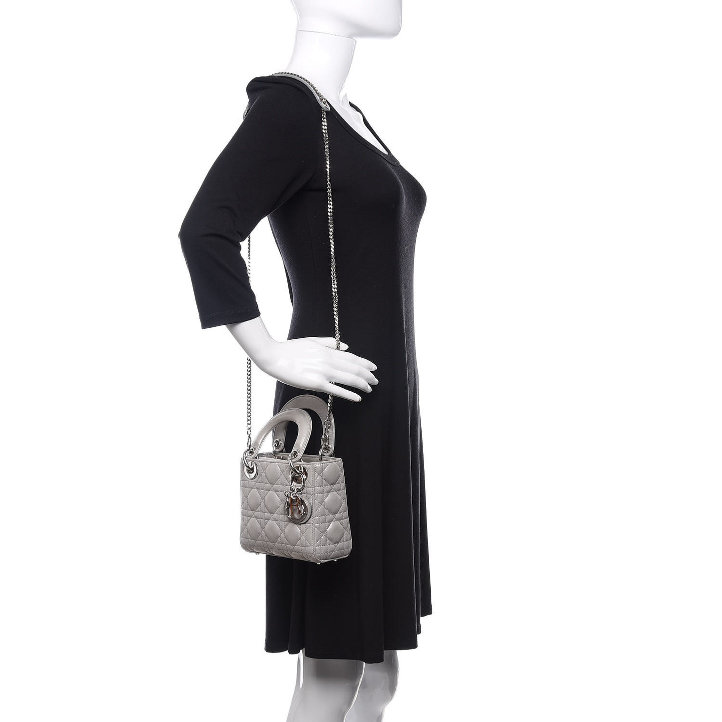 Lambskin Cannage Mini Lady Dior Grey