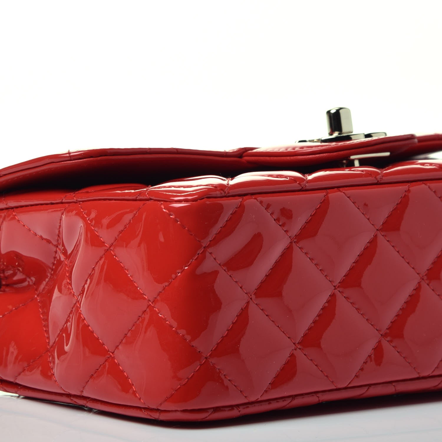 Chanel Patent Calfskin Quilted Mini Rectangular Flap Red 7 of 8