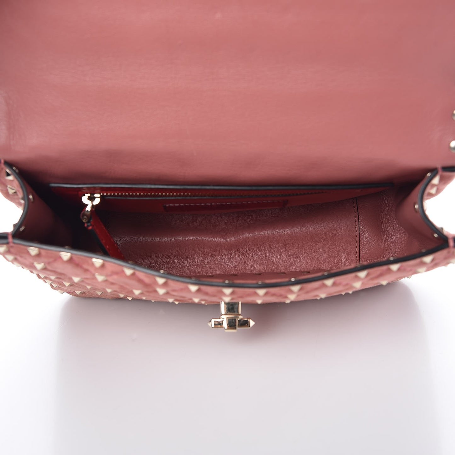 Suede Medium Rockstud Spike Shoulder Bag Antico Rosa