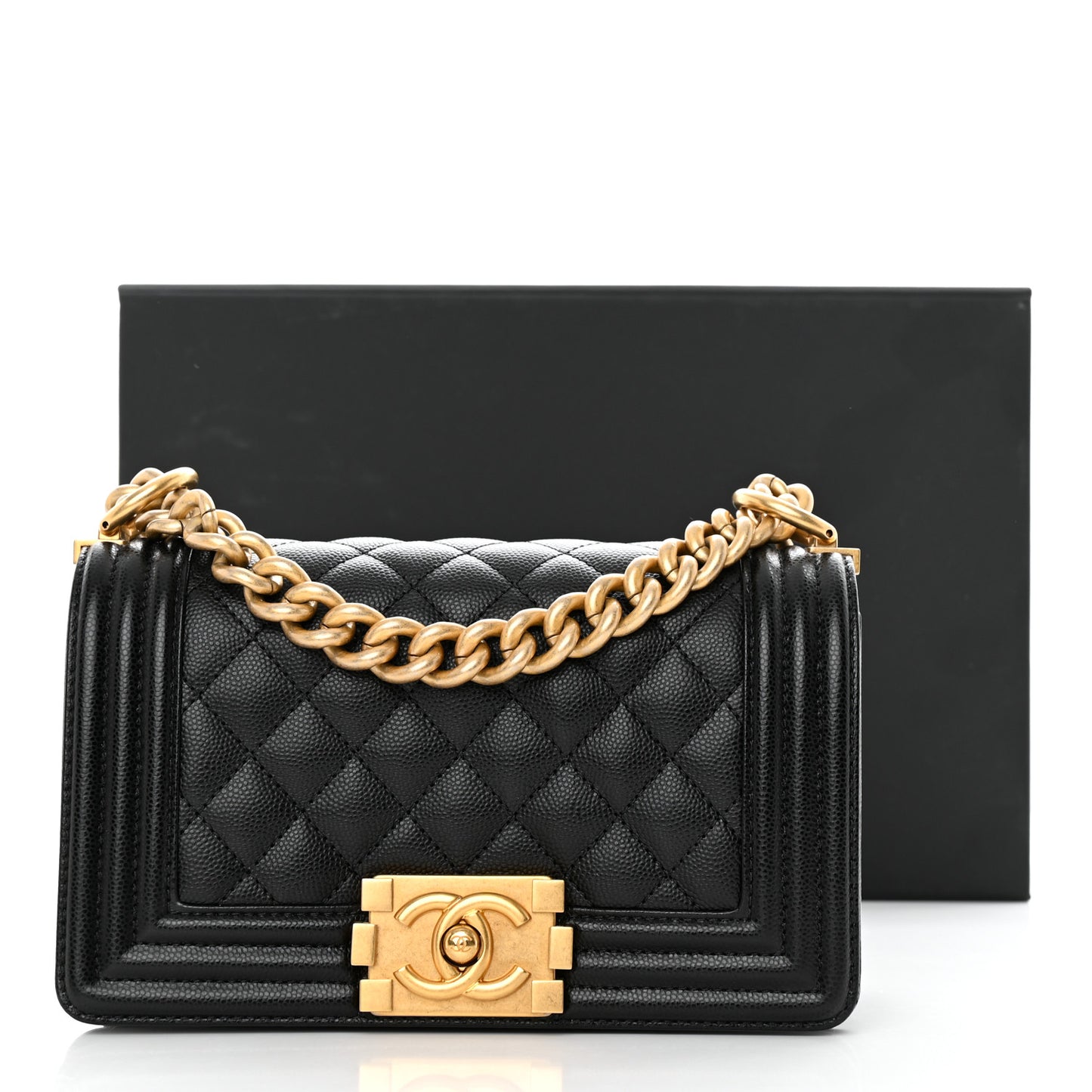 Caviar Quilted Small Boy Flap Black