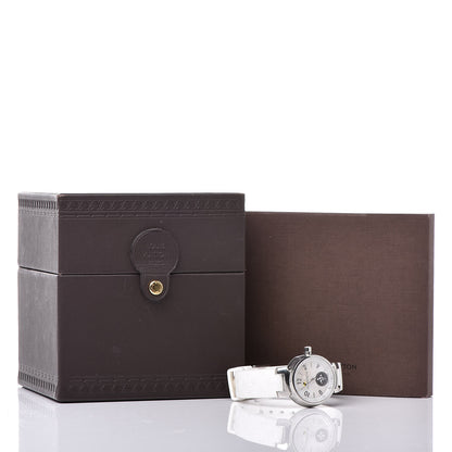 Louis Vuitton Stainless Steel Rubber Diamond Mother of Pearl 28mm Tambour Lovely Cup Quartz Watch 7 of 7