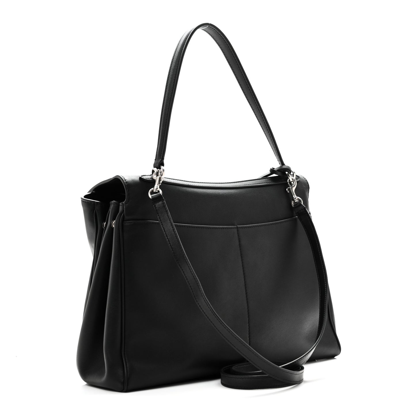 Natural Smooth Calfskin Medium Rodeo Top Handle Handbag Black