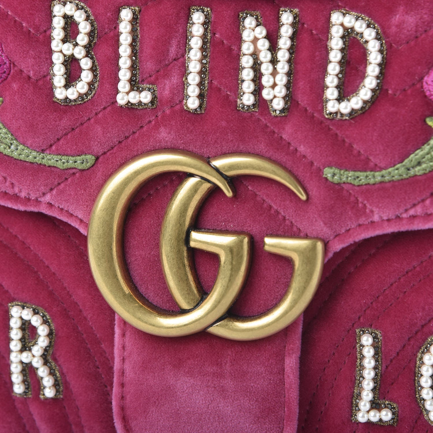Gucci Velvet Matelasse Blind for Love Embroidered Medium GG Marmont Shoulder Bag Light Raspberry Rose Multicolor 9 of 9
