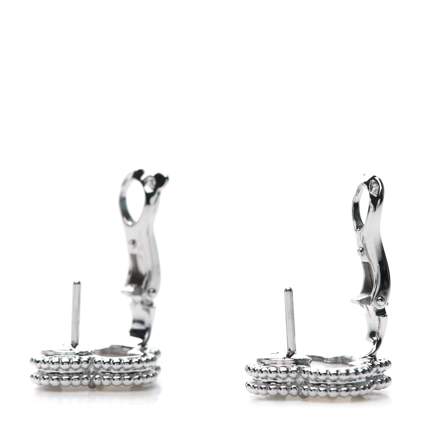 18K White Gold Mother of Pearl Vintage Alhambra Earrings
