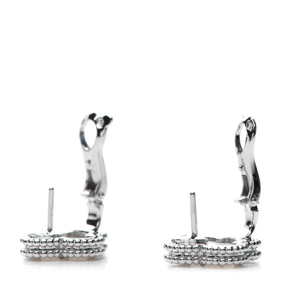 Van Cleef & Arpels 18K White Gold Mother of Pearl Vintage Alhambra Earrings 3 of 6