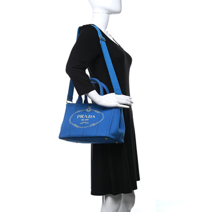 Prada Canapa Small Logo Tote Azzurro 2 of 8