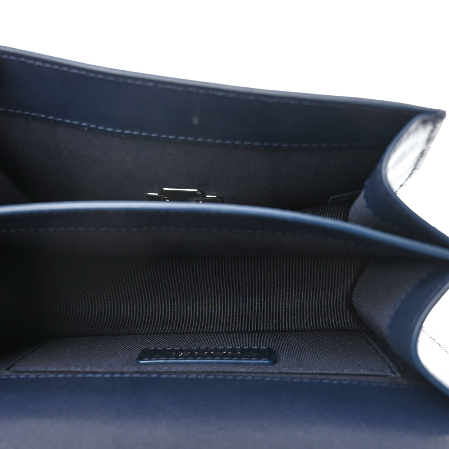 Goatskin Quilted Small CC Box Flap Navy Navy