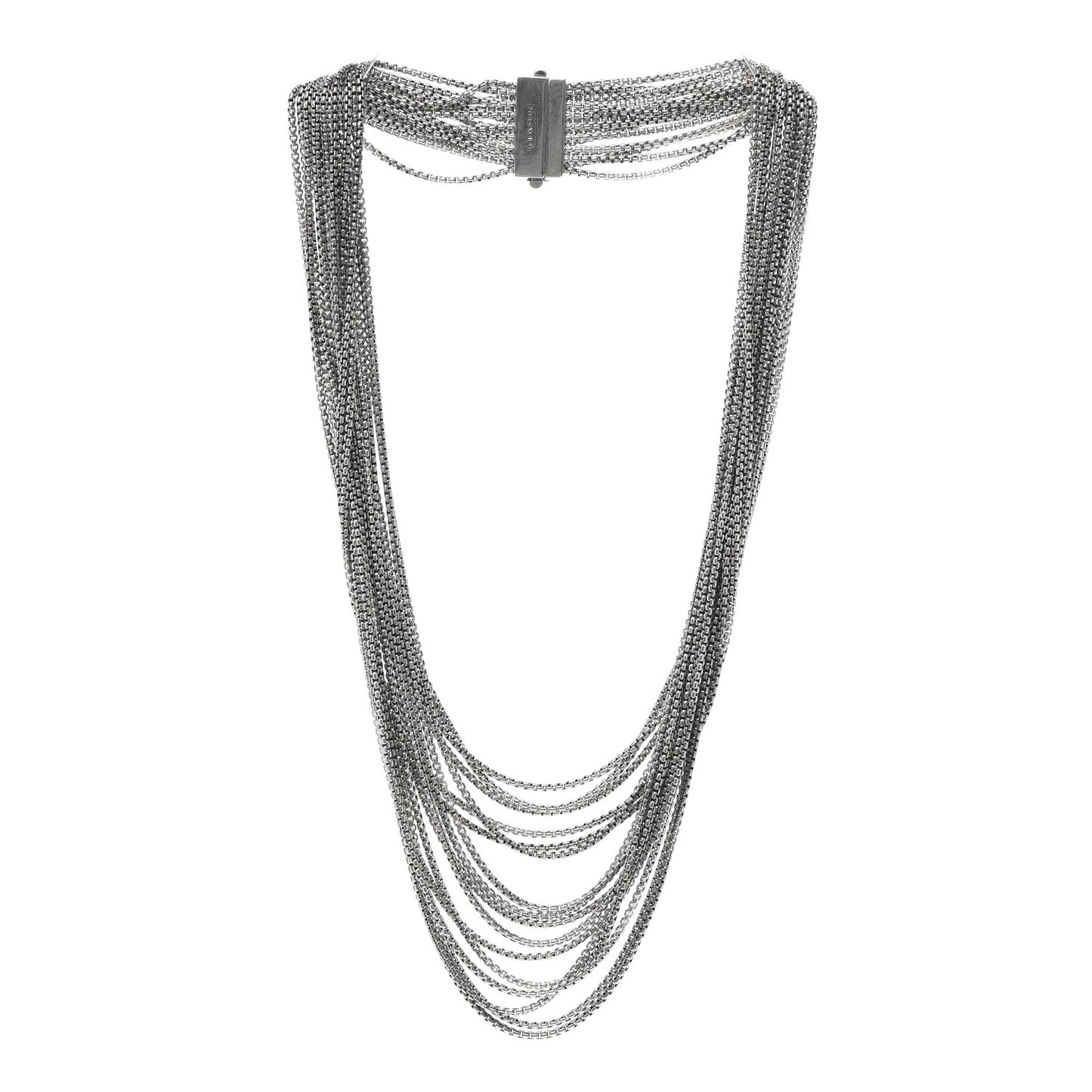 Sterling Silver Multi Strand Box Chain Necklace