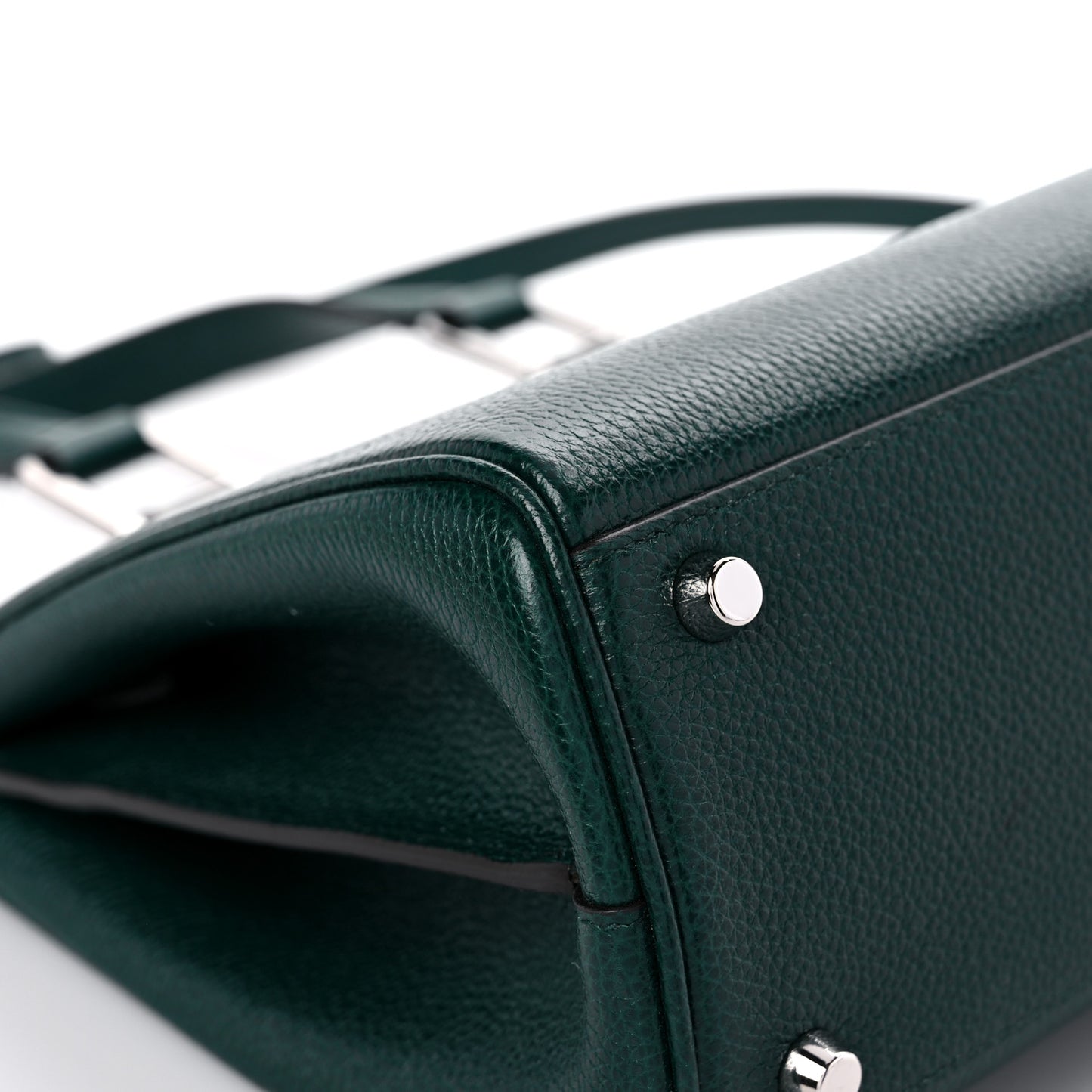 Grainy Calfskin Small Zumi Top Handle Bag Vintage Green