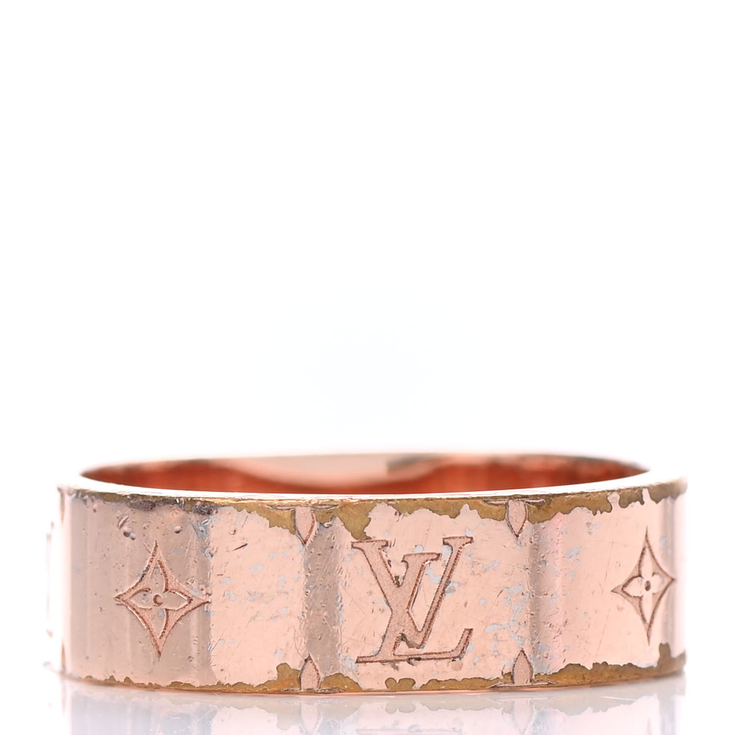 Louis Vuitton Brass Monogram Engraved Nanogram Ring M Pink Gold 2 of 4