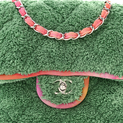 Chanel Terry Cloth Quilted Small Flap Bag Green Pink 8 of 10
