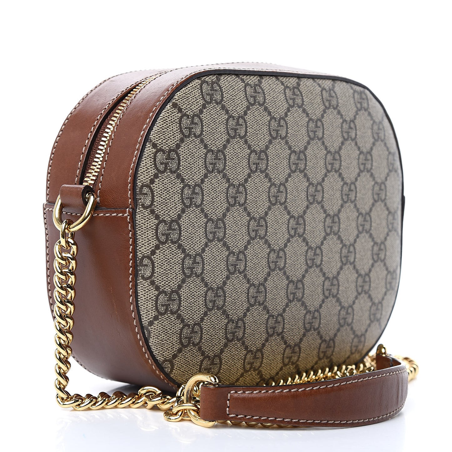 GG Supreme Monogram Cuoio Toscano Mini Chain Shoulder Bag Beige Ebony Cuir