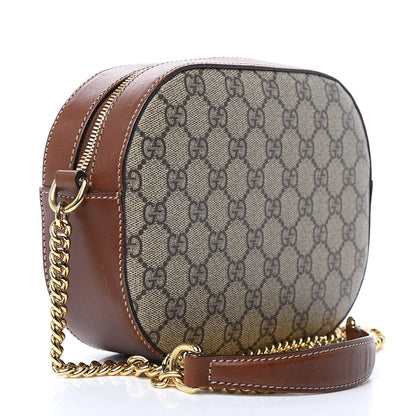 Gucci GG Supreme Monogram Cuoio Toscano Mini Chain Shoulder Bag Beige Ebony Cuir 3 of 15