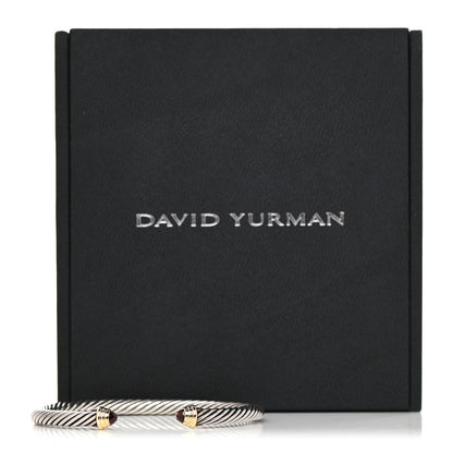 David Yurman Sterling Silver 14K Yellow Gold Garnet 4mm Kids Birthstone Cable Bracelet 6 of 6