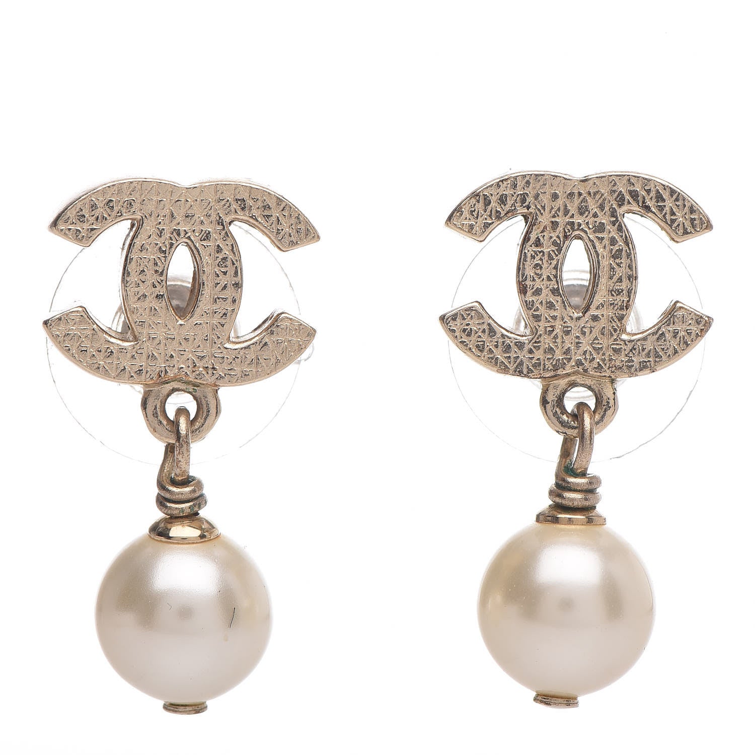 Chanel Pearl CC Drop Earrings Gold 1 of 4