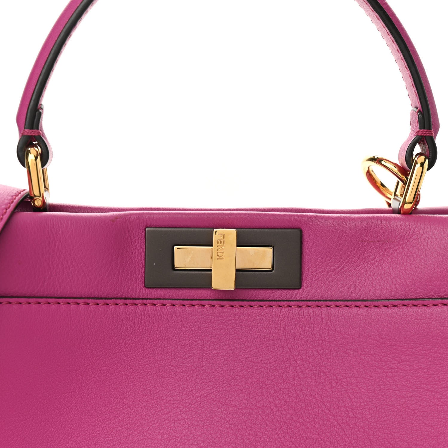 Fendi Vitello Seta Medium Peekaboo Iconic Satchel Magenta 7 of 9