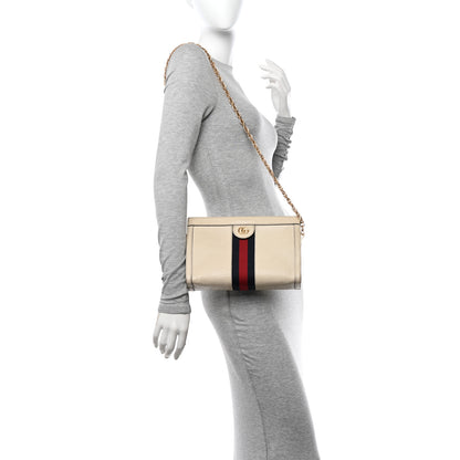 Gucci Textured Calfskin Web Small Ophidia Chain Shoulder Bag Mystic White 2 of 10