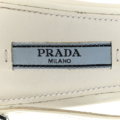Prada Patent Calfskin Logo Pointed Toe Slingback Wedges 40.5 White 7 of 15