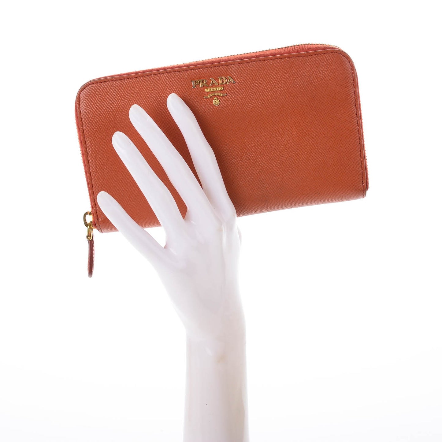 Saffiano Metal Zip Around Wallet Rame