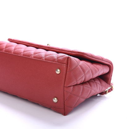 Chanel Caviar Lizard Embossed Quilted Small Coco Handle Flap Red 9 of 9