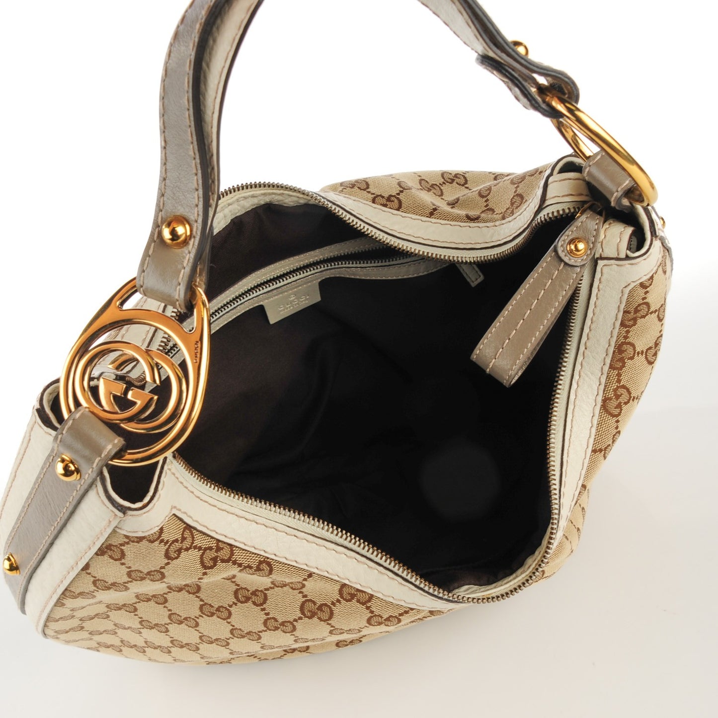 Monogram Medium Interlocking Hobo Off White