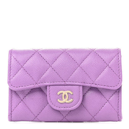 Chanel Caviar Quilted Flap Card Holder Wallet Purple 1 of 9