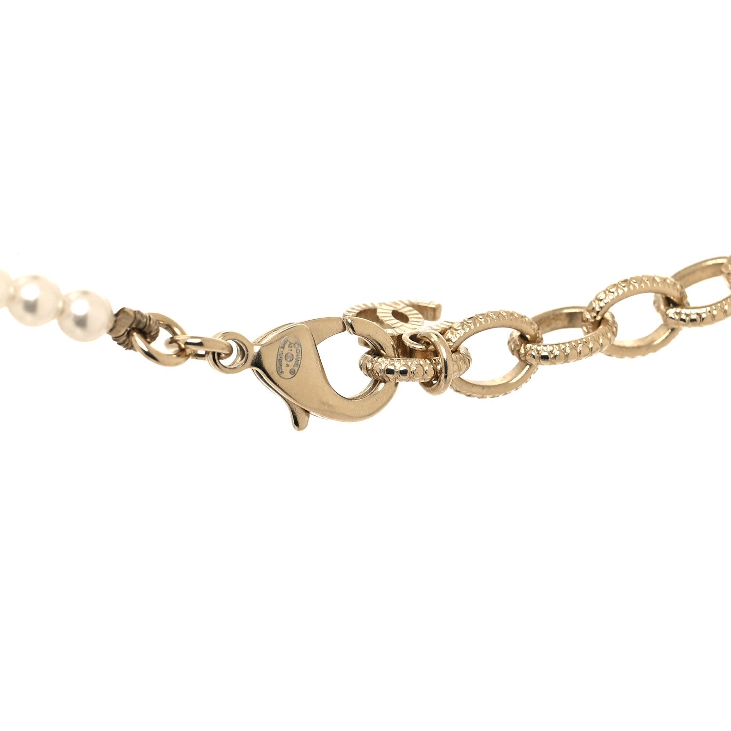 Chanel Pearl Crystal Baguette CC Short Necklace Gold 4 of 4