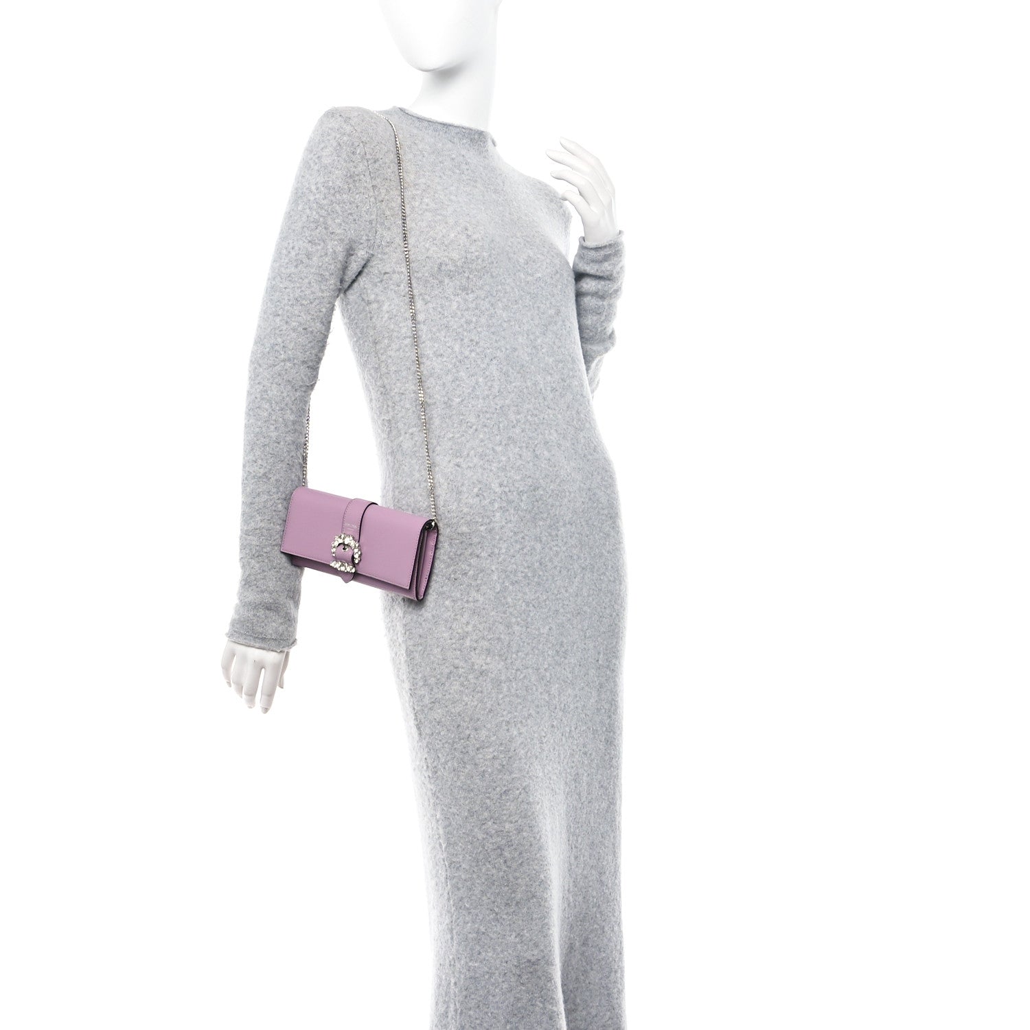 Jimmy Choo Satin Crystal Madeline Wallet On Chain Mauve 2 of 10