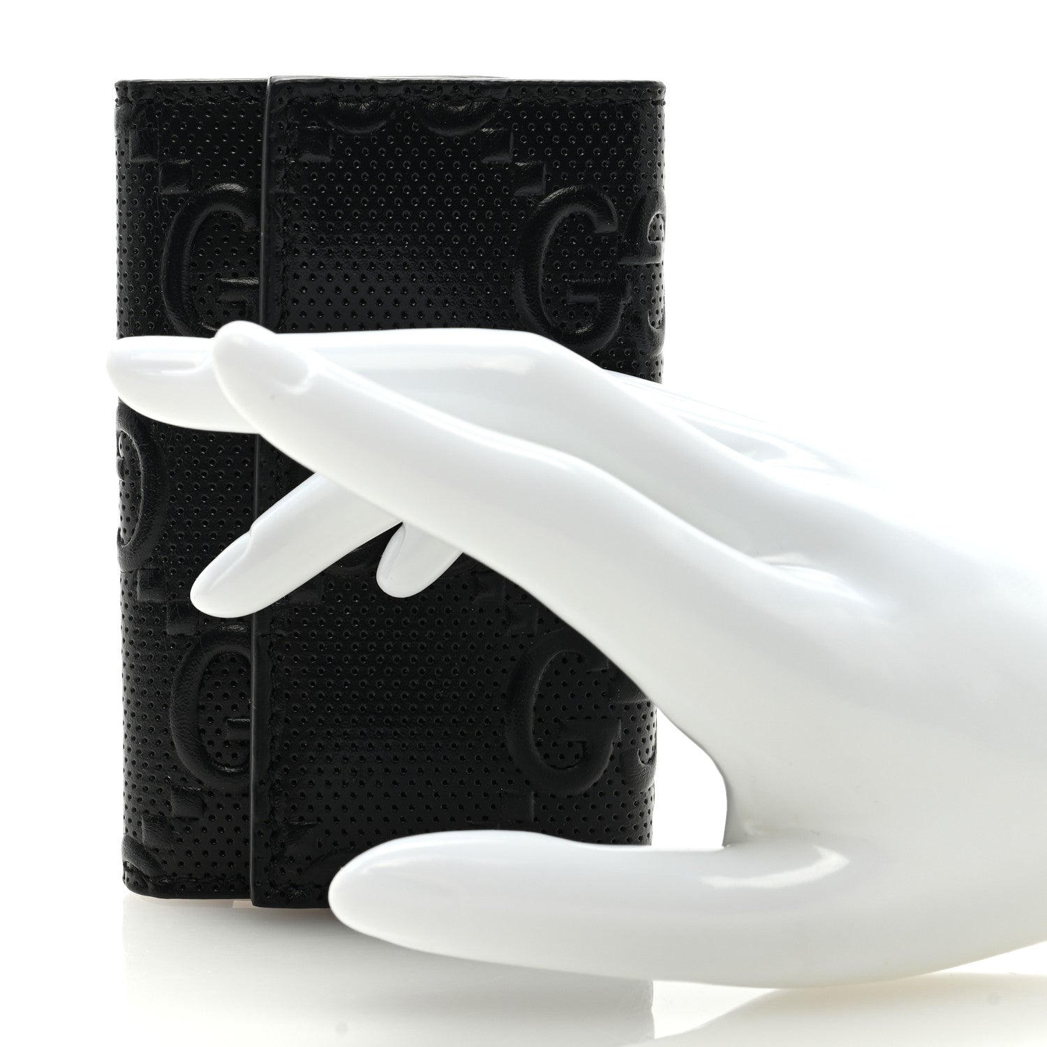 Gucci Calfskin GG Tennis Embossed 6 Key Holder Case Black 2 of 6