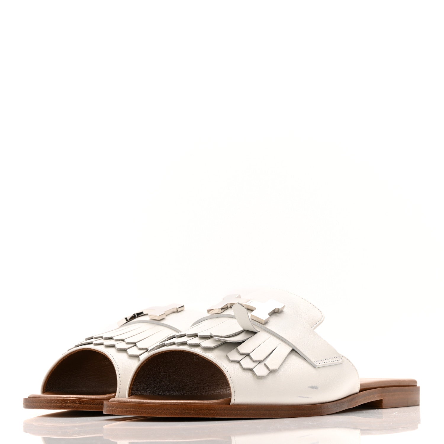Hermes Calfskin Auteuil Sandals 40 White 4 of 12