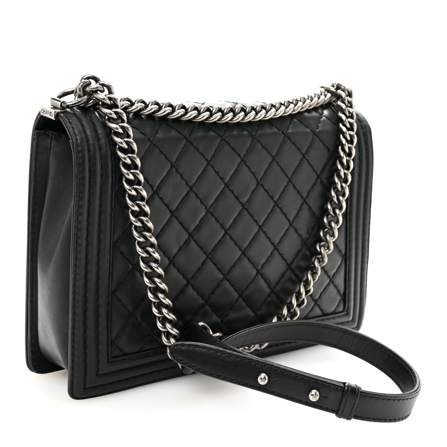 Chanel Calfskin Double Stitch Large Boy Flap Black 3 of 13