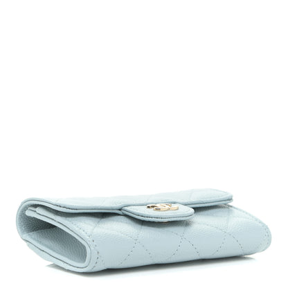 Chanel Caviar Quilted Flap Card Holder Wallet Light Blue 4 of 13