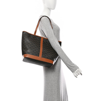 Celine Triomphe Canvas Calfskin Medium Cabas Bag Tan 2 of 11