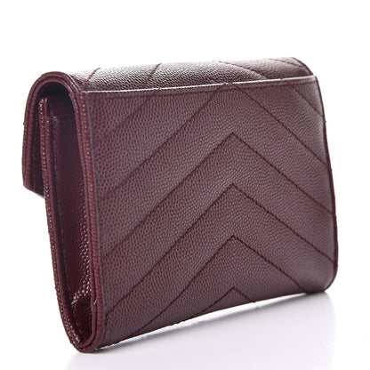 Saint Laurent Grain De Poudre Matelasse Chevron Small Monogram Envelope Wallet Bordeaux 3 of 8