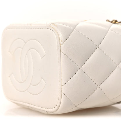 Chanel Lambskin Quilted Mini Vanity Case With Chain White 9 of 12