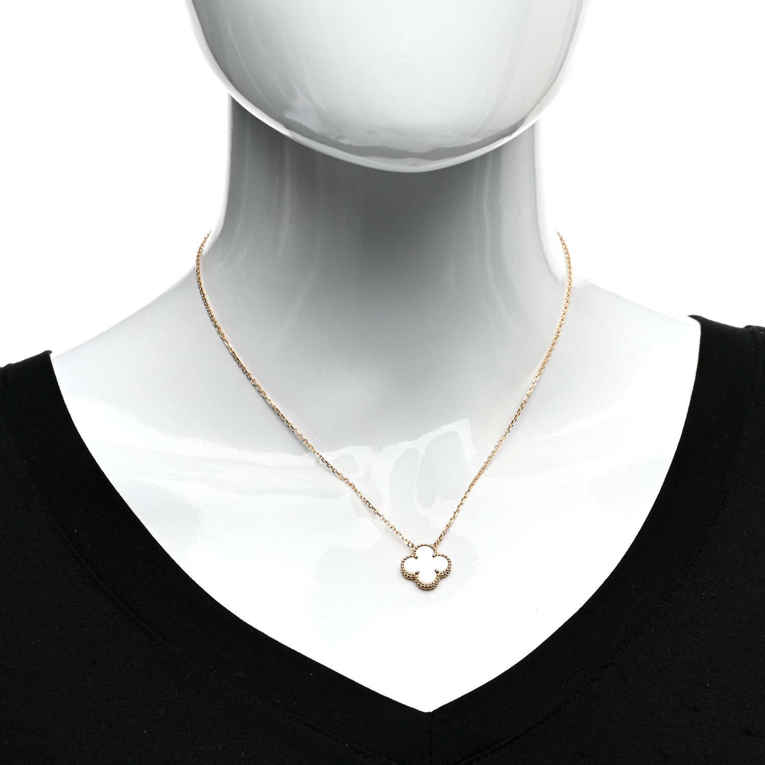 Van Cleef & Arpels 18K Yellow Gold Mother of Pearl Vintage Alhambra Pendant Necklace 2 of 5