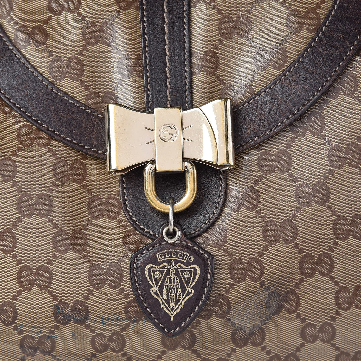 Gucci Crystal Monogram Duchessa Flap Shoulder Bag Dark Brown 8 of 19