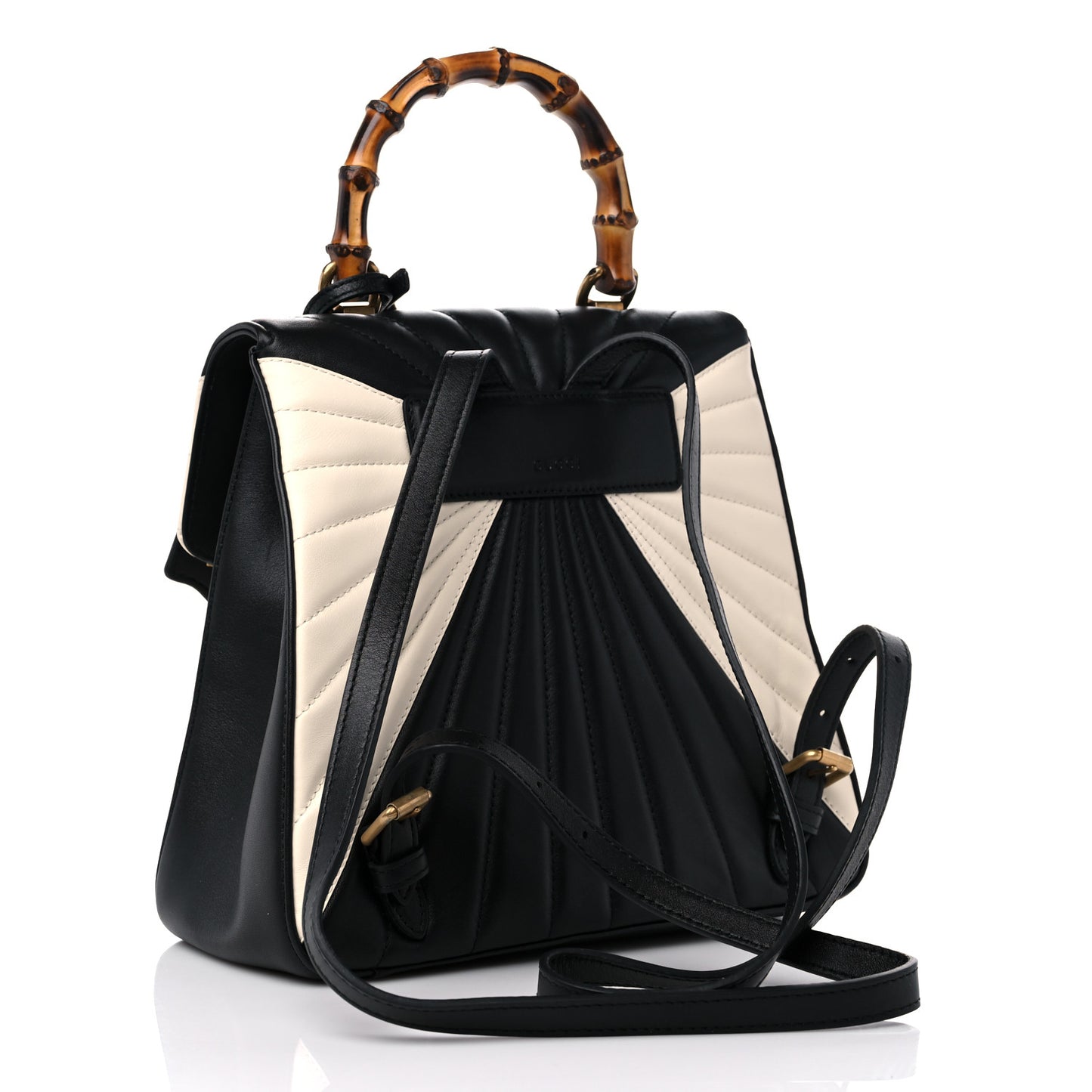 Calfskin Bamboo Trapuntata Queen Margaret Backpack Mystic White Black