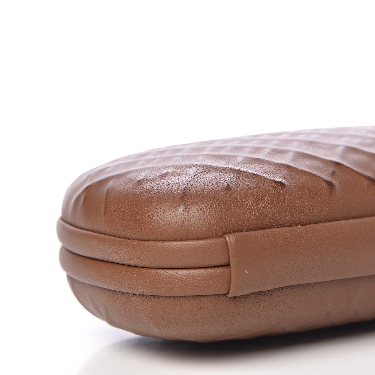 Nappa Embossed Knot Clutch Light Brown