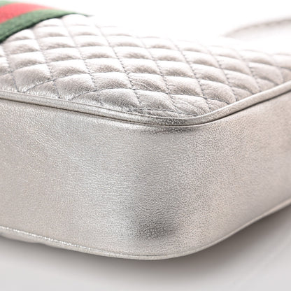 Gucci Laminated Nappa Web Trapuntata Small GG Shoulder Bag Argento 9 of 9