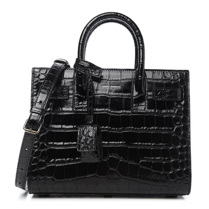 Saint Laurent Calfskin Crocodile Embossed Nano Sac De Jour Black 1 of 9