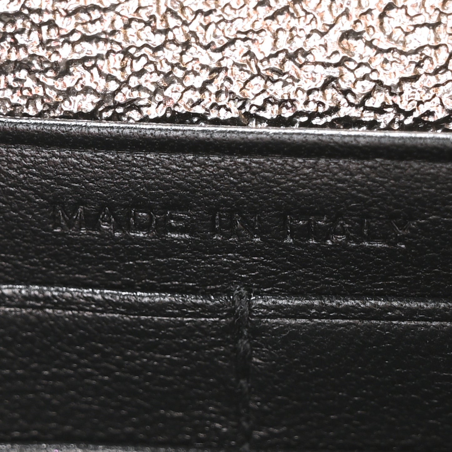 Metallic Crackled Calfskin Matelasse Chevron Monogram Chain Wallet Gold