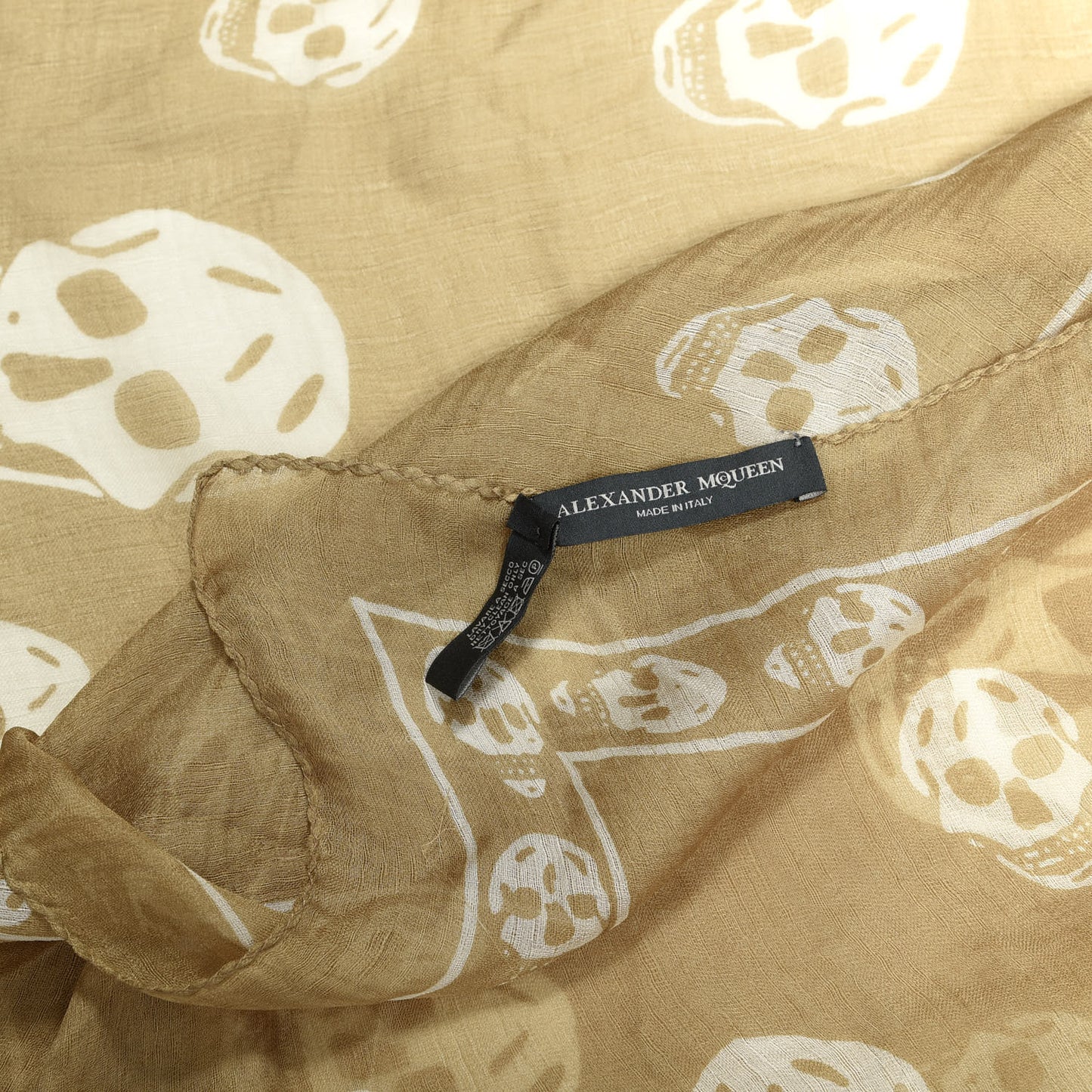 Silk Chiffon Skull Scarf Beige Ivory